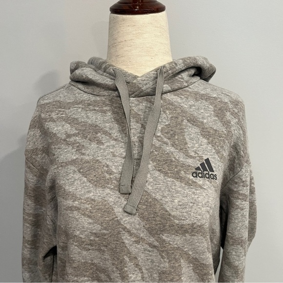 Adidas Three Stripe Gray Camo Sweatshirt Hoodie Medium - Picture 4 of 7